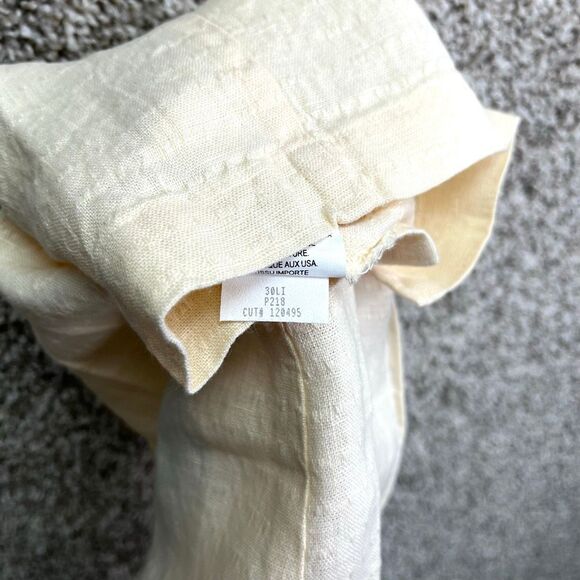 Eileen Fisher Pants Women’s Small Butter Pale Yellow Linen Stripe Textured Slim - Picture 6 of 7